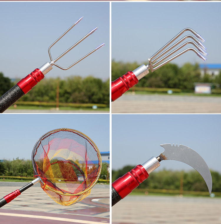 钓鱼抄网竿碳素杆超硬大物抄网杆捞鱼网 操网伸缩杆 驰爵 6米大物裸杆