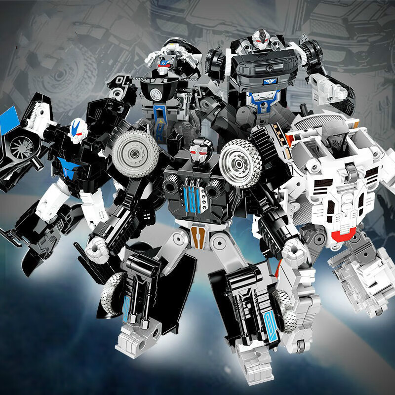 合金玩具汽车人机器人工程车大力神悍马飞机警车合体模型 暗刃突袭者