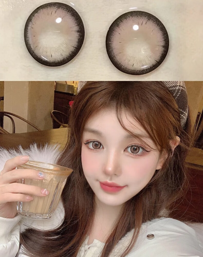 2片装艾洛妃美瞳年抛可可卷棕大直径145近视隐形眼镜草莓卷美瞳年抛