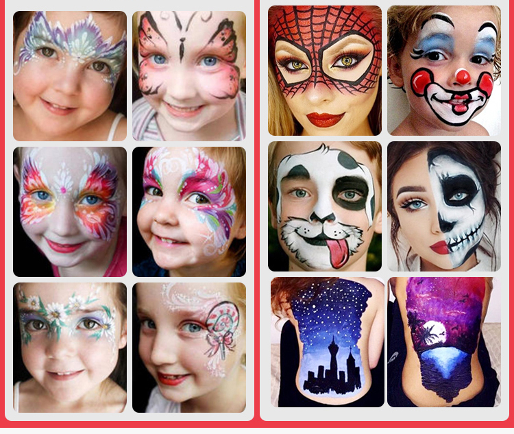 wxpyu温妤 12色人体彩绘颜料儿童脸部身体万圣圣诞节舞会戏剧油彩膏