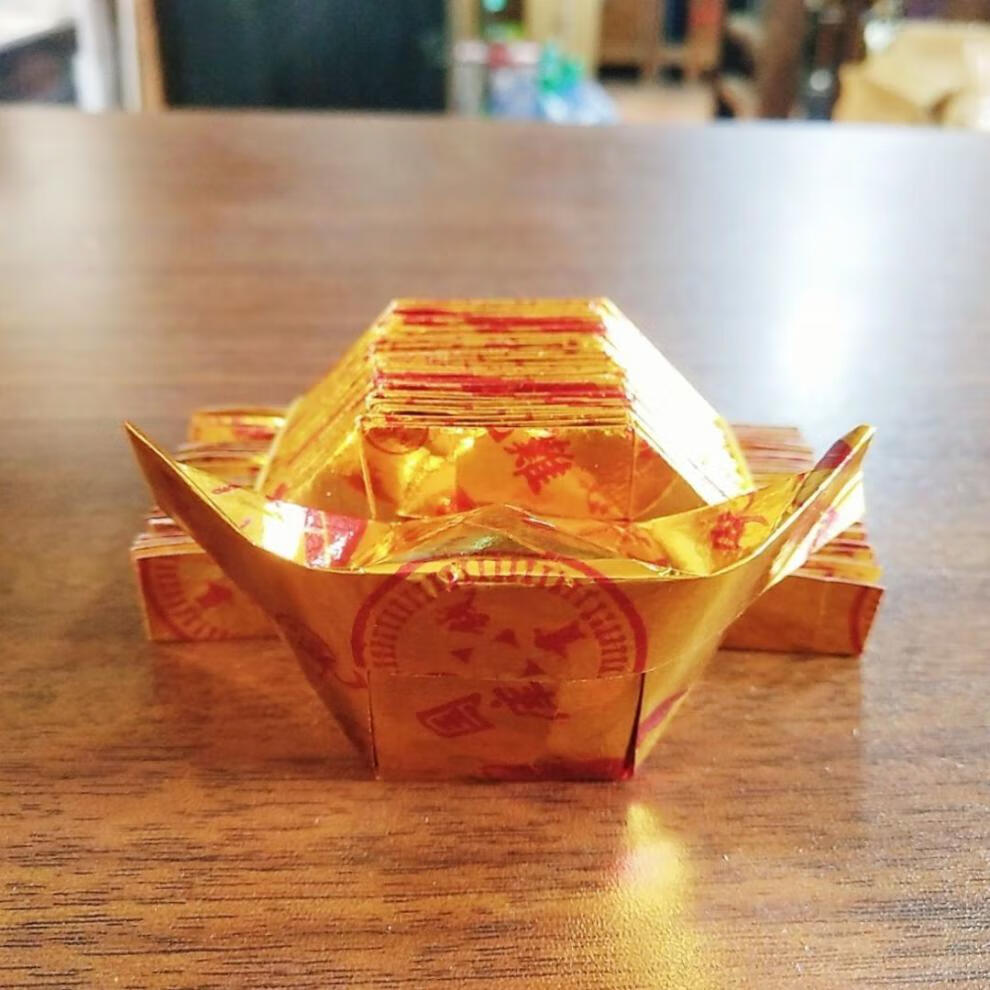 半成品元宝纸1000个批发厂家直销清明节寒衣节用品金条金砖纸 12厘米