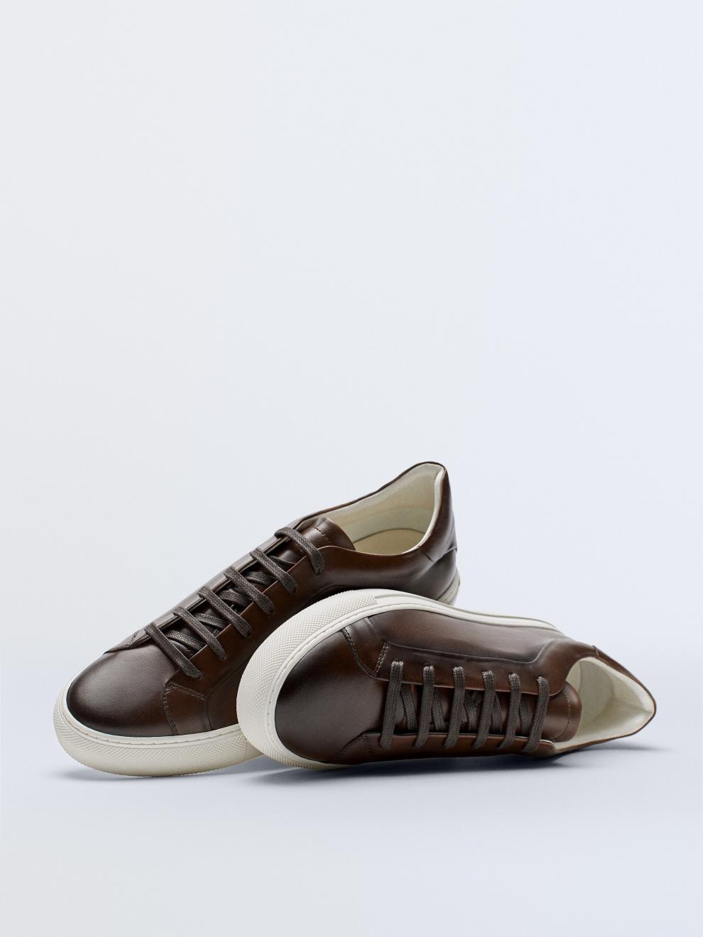 massimodutti 男鞋 黄褐色绒面皮革男士休闲运动鞋 12352750718 沙