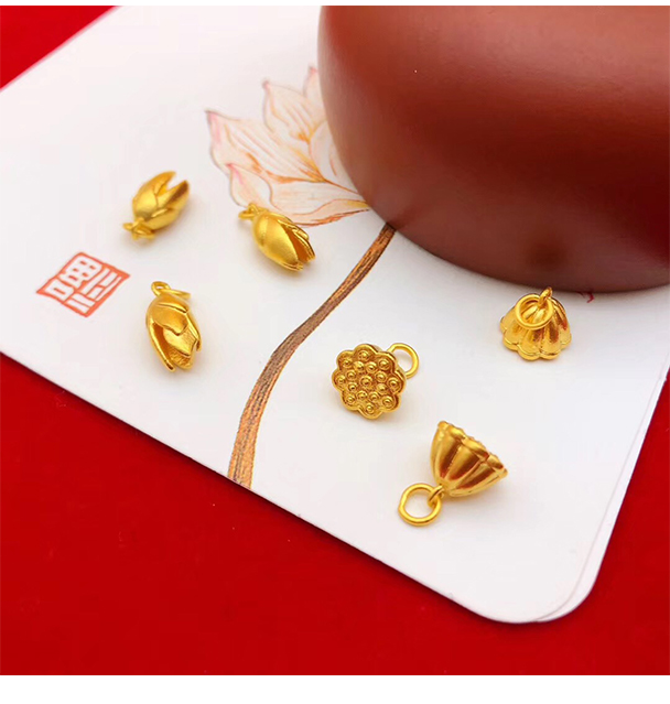 莲蓬吊坠足金小挂件黄金项链细款锁骨链999纯金diy配件传承古法手工定