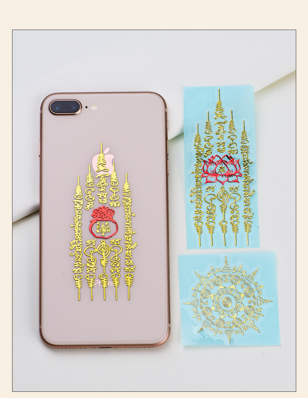 泰国佛牌手机经文贴纸龙婆本庙双面拉胡车贴福运五条经文金属门贴30五