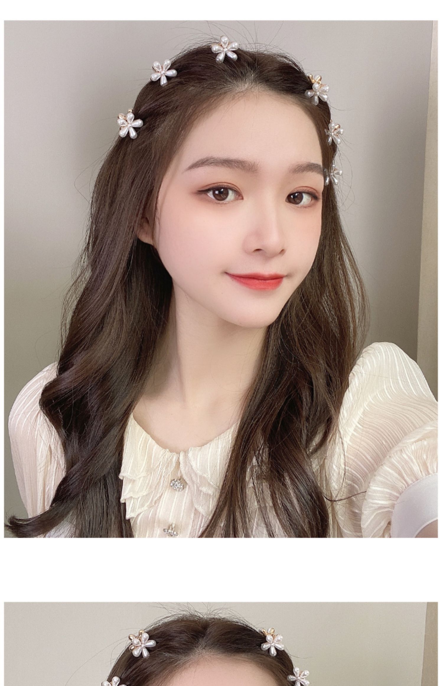 头顶小发夹网红新款珍珠抓夹小巧精致刘海发卡侧边夹子简约 五瓣花-6