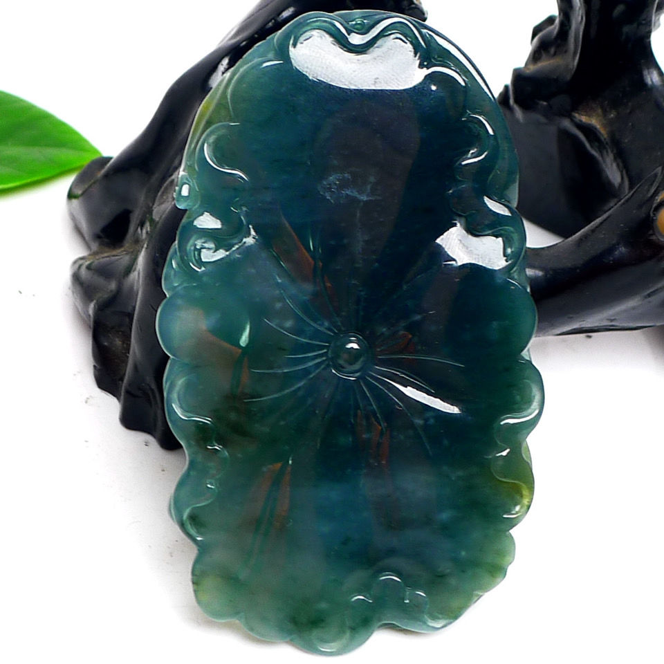 翡翠老蓝水立体精雕龙头鱼挂件天然a货翡翠鱼华龙吊坠带证书保a货