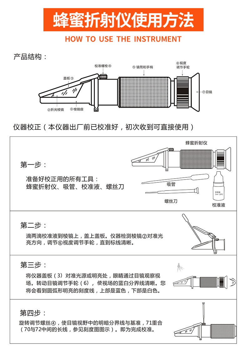 亚名蜂蜜测试仪波美测定蜂蜜含水率折射仪蜂蜜真假测试蜂蜜浓度折光仪