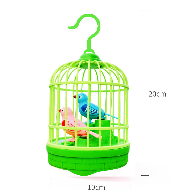 声控感应仿真小鸟笼子儿童电动灯光宠物玩具鹦鹉会叫男女孩礼物小朋友