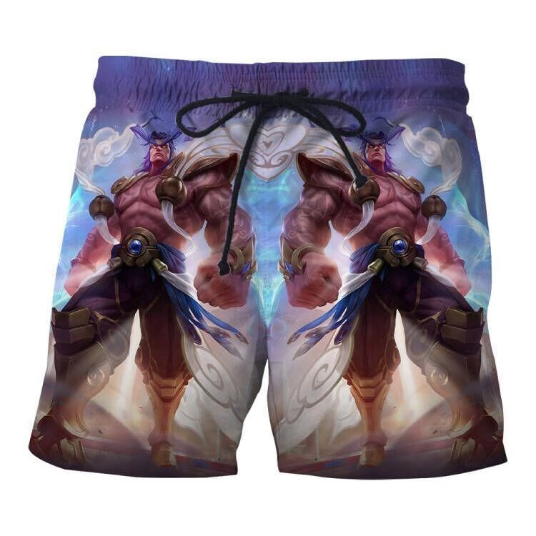 裤子男夏季2022年夏季沙滩裤男女王者荣耀游戏英雄短裤3d印花大裤衩