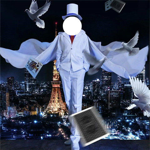 名侦探柯南cos服怪盗基德cosplay服装男女套装披风帽子眼镜日 基德