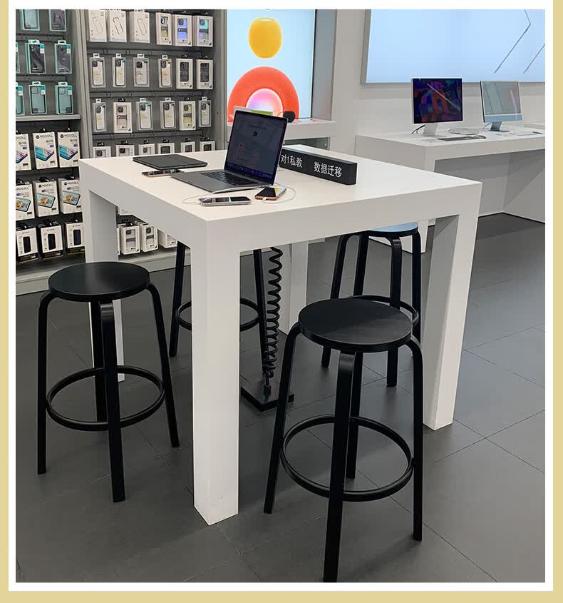 苹果手机体验台配件柜靠墙电脑桌收银台专卖店中岛圆形展示桌 体验台