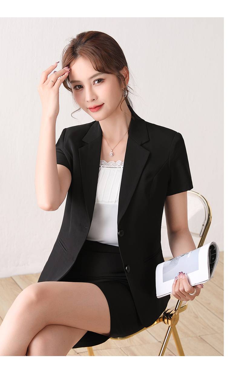 俞兆林黑色西装外套女薄款短袖气质夏季新款职业装套装女士正装工作