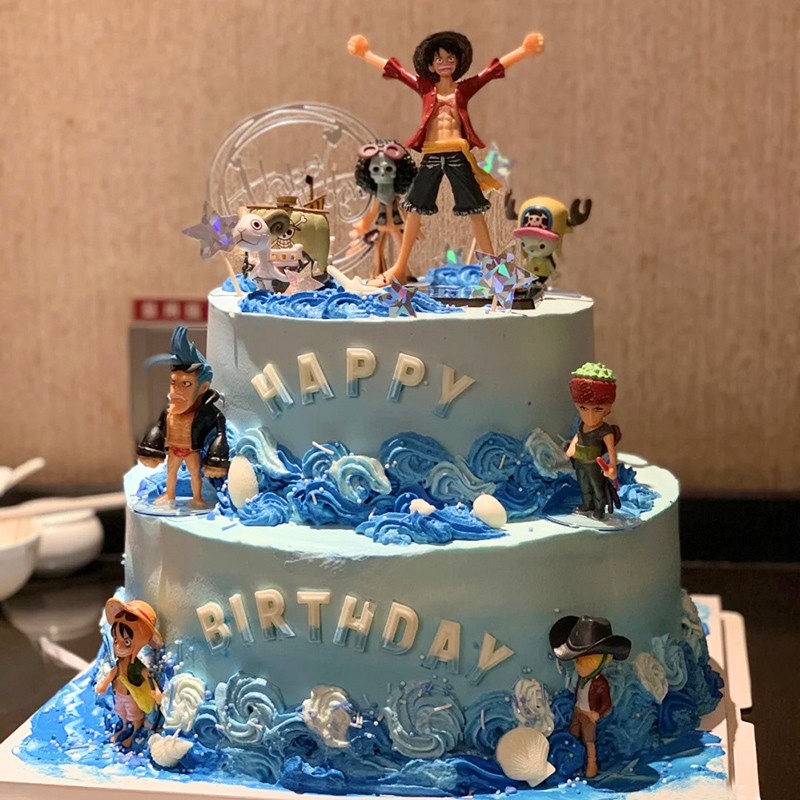 网红动漫海贼王生日蛋糕全国同城配送儿童卡通定制路飞索隆乔巴山治