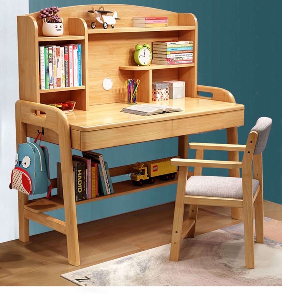 桌椅套装北欧实木儿童学习桌子家用中小学生作业写字台小户型儿童家具