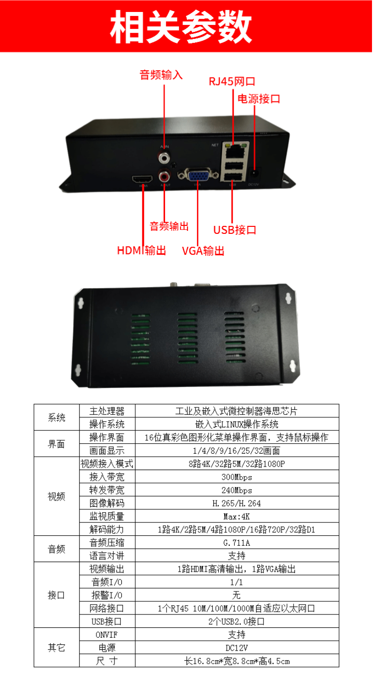 miavito高清视频解码器监控网络数字解码器1632路海康大华onvif上墙h