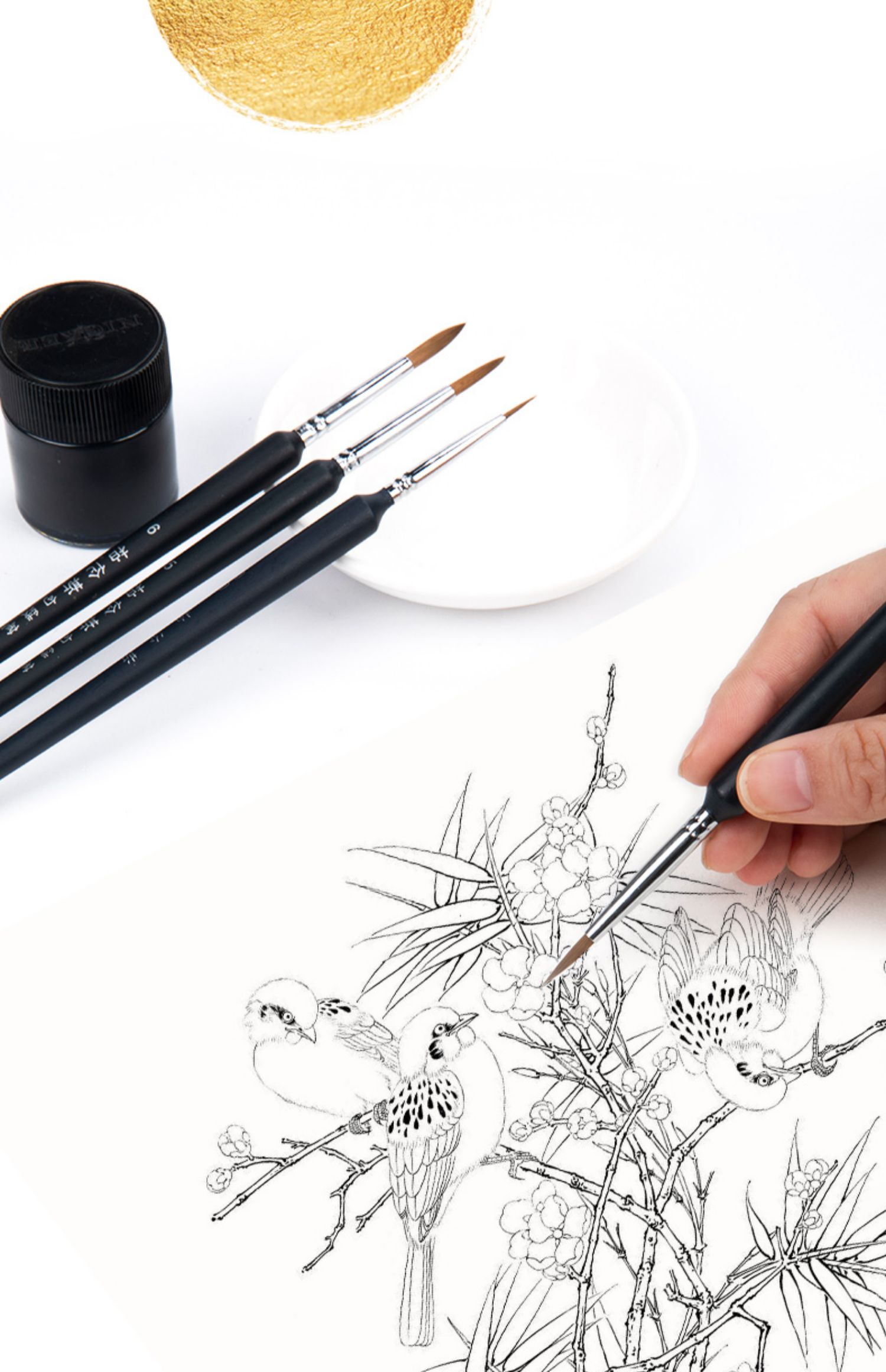 狼毫勾线笔学生美术专用水粉水彩国画丙烯勾线笔极细手绘描边描线笔