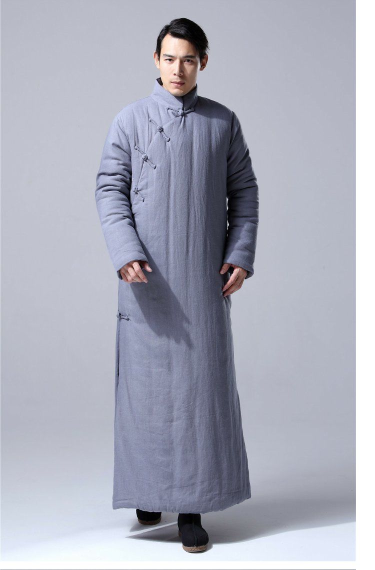 恒源祥品牌中国风男装棉麻冬保暖唐装斜襟长袍马褂民国长衫中式长款