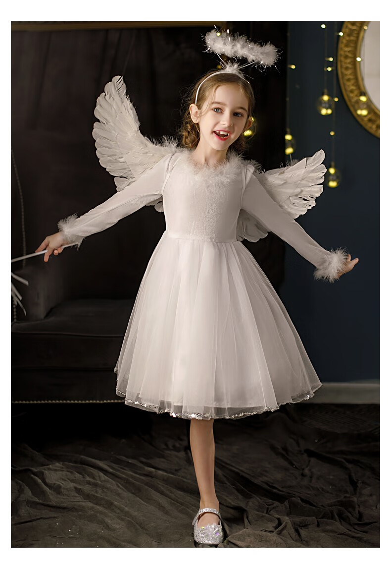 女童公主裙小天使表演服cos仙子演出服带翅膀裙子万圣节儿童服装 天使