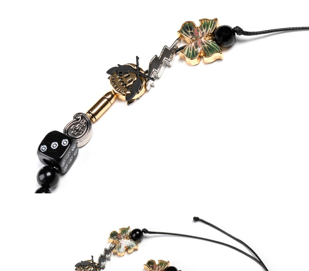 black lux&roarguns&*evae 联名闪电笑脸双枪珍珠项链 均码 玫瑰花