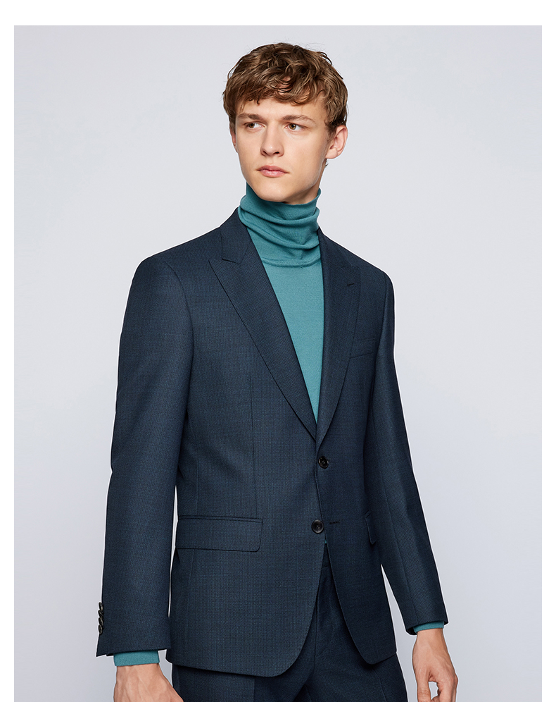 hugo boss雨果博斯男士2021年秋冬款初剪羊毛哔叽面料修身西装 305 eu