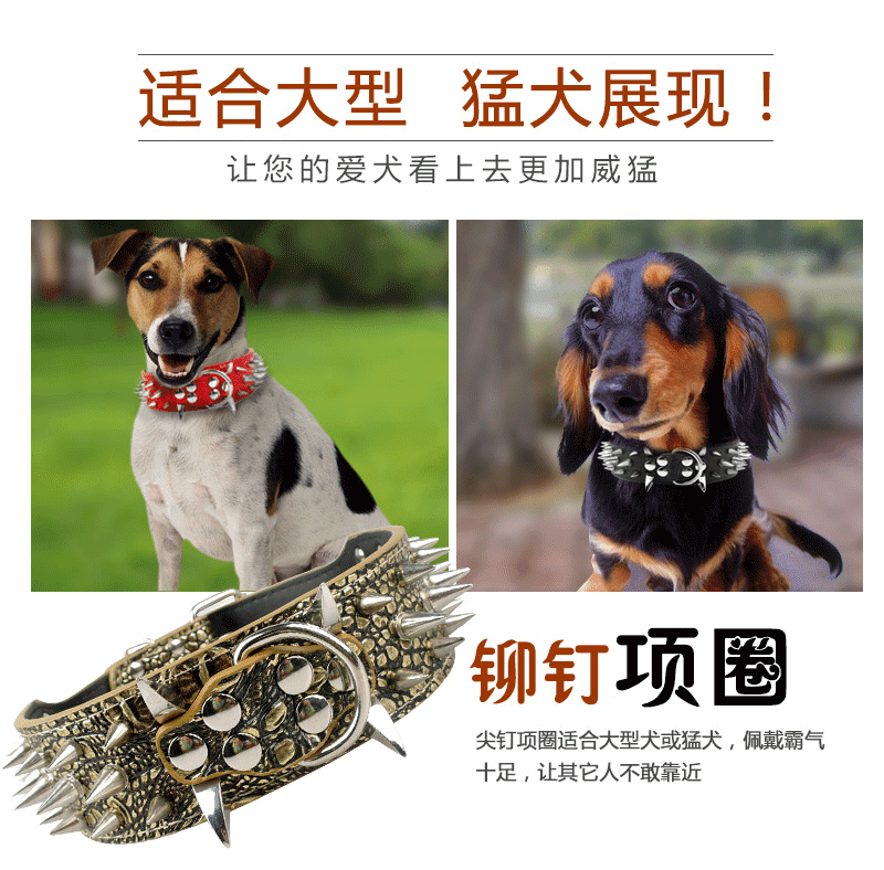 狗套 脖子中大型犬狗狗猛犬项圈铆钉卡斯罗恶霸犬防咬脖圈杜高马犬