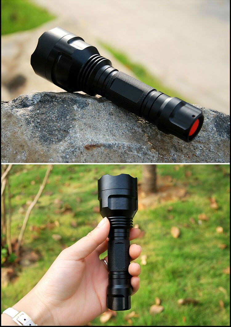 c8强光手电筒t6 多功能定焦可充电防水防身led 远射户外家用 c8升级款