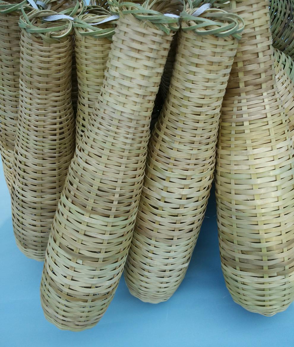 园艺 竹编鱼篓装饰道具倒须竹笼黄鳝笼泥鳅笼娄大复古怀旧 高32厘米