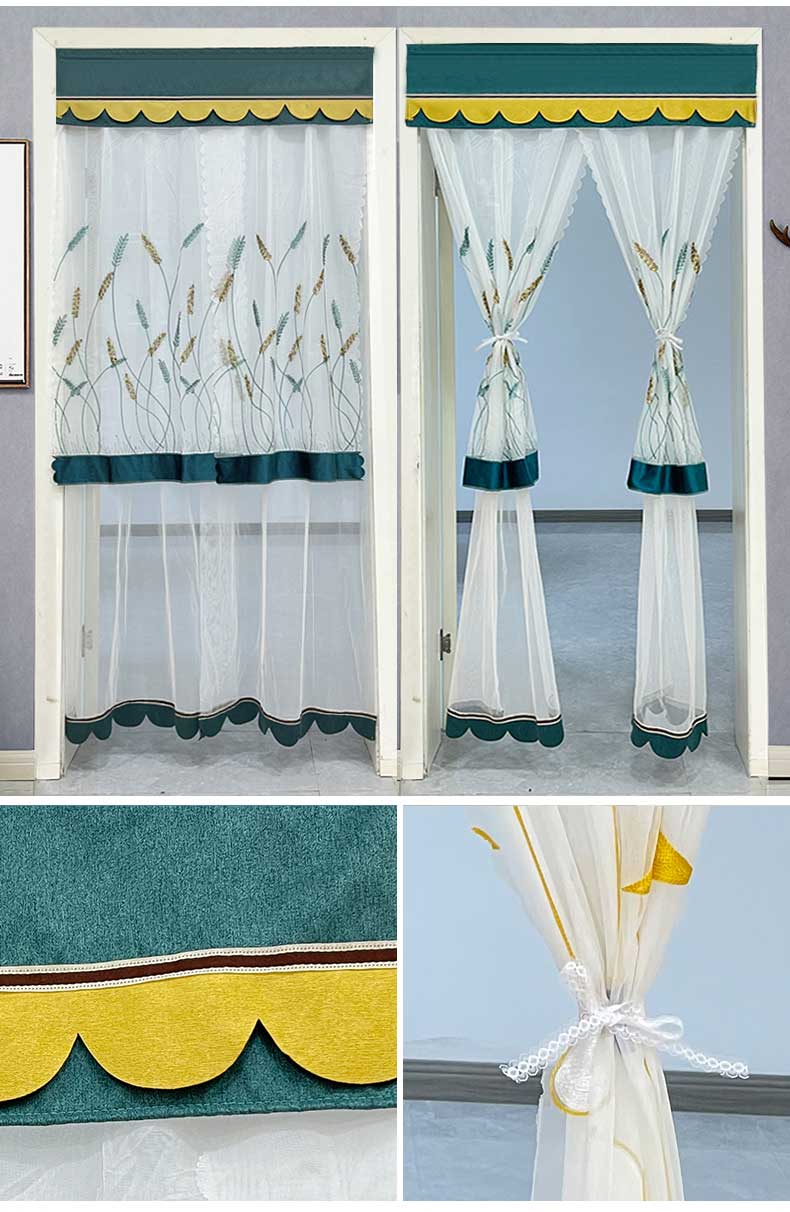 缤谷双层纱布艺长门帘夏季防蚊卧室家用纱隔断帘半帘免打孔鹿言双层纱