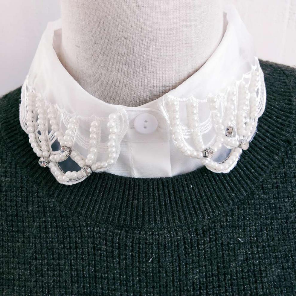 蔓苪假领子 女款夏季假领子女蕾丝镂空大领子夏季百搭森女系衬衫领女