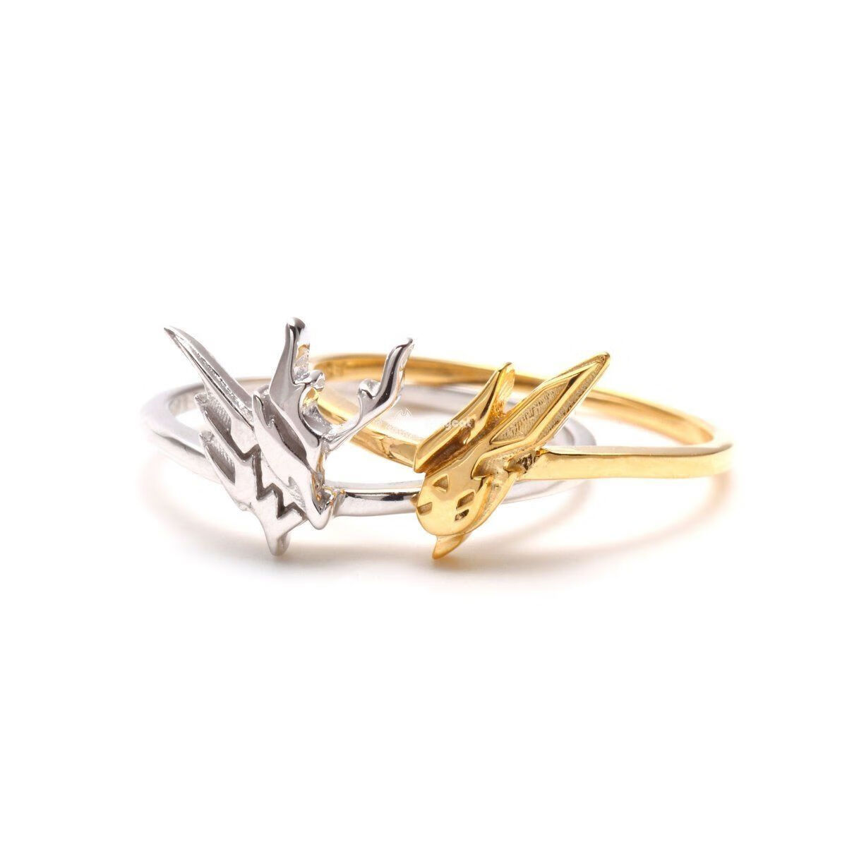 ins原创设计假面骑士build金兔银龙s925银开口戒指基兔同龙指环银色