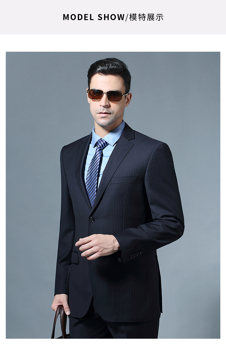 拉博夫高档西服套装男商务休闲中年男西装2021秋冬新款男士100羊毛