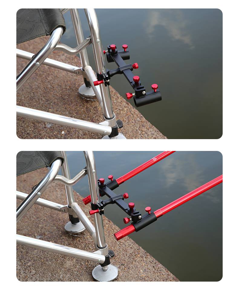 铝合金钓箱钓椅双炮台支架万向加厚炮台架双头双杆炮台渔具配件 镁铝
