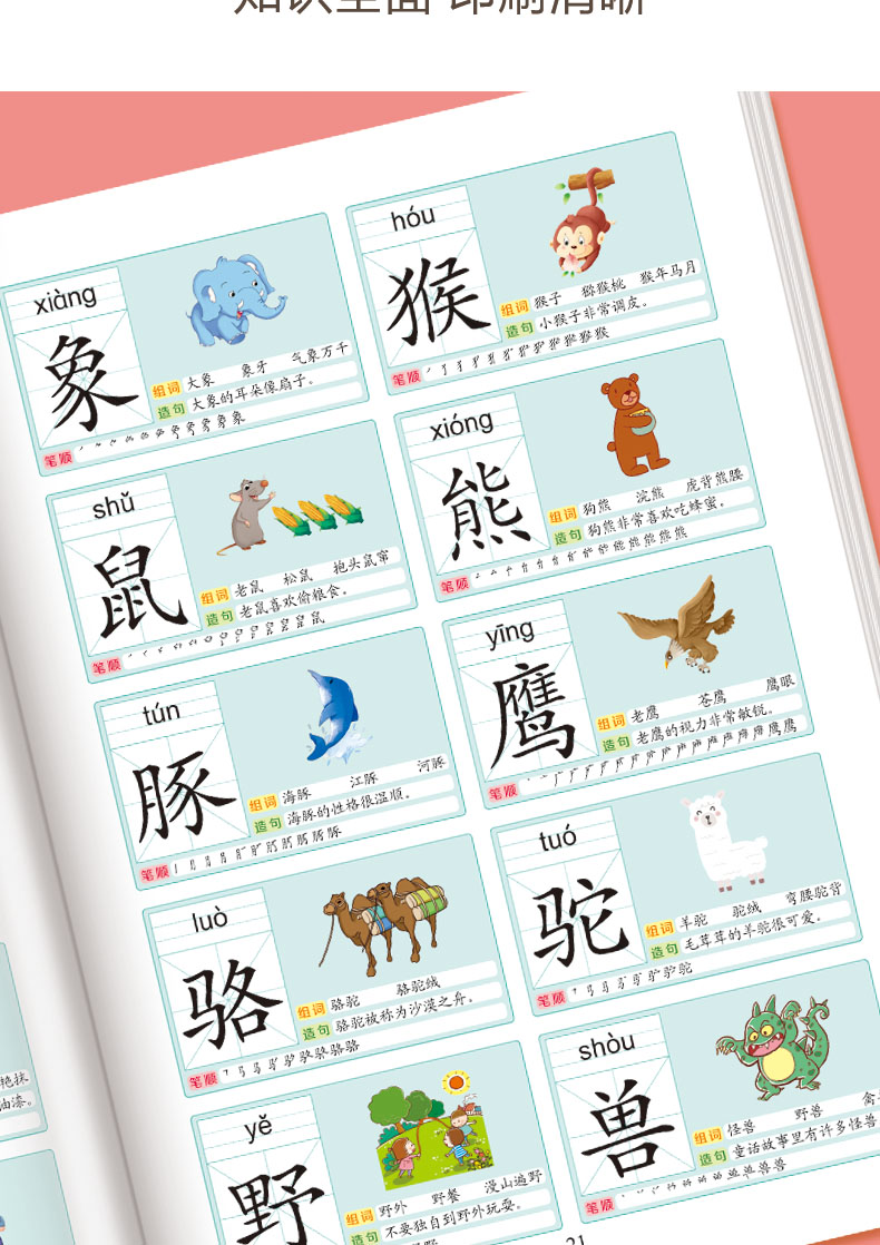 卡片3000字启蒙宝宝看图认字儿童象形汉字早教全套识字3000字全套4本