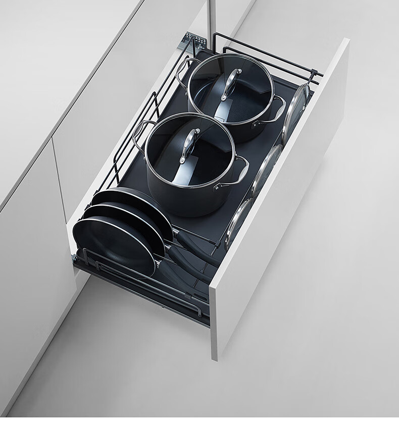 诺米nuomi橱柜304不锈钢拉篮双层厨房抽屉式纳米涂层碗碟篮阻尼调味