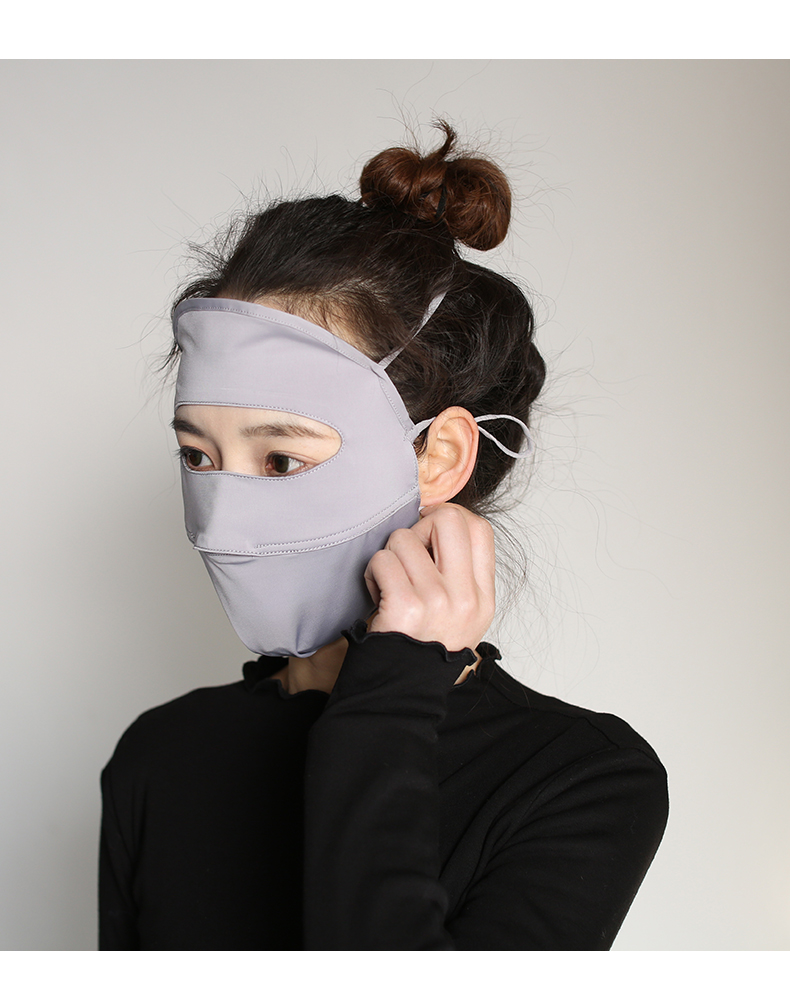 防晒好物浪莎新品防晒面罩夏季纯色脸基尼口罩透气露鼻面部脸罩遮全脸