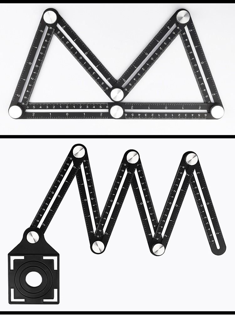 卡格陆通用六折尺万向瓷砖开孔定位器带定位打孔多功能高精度贴砖器