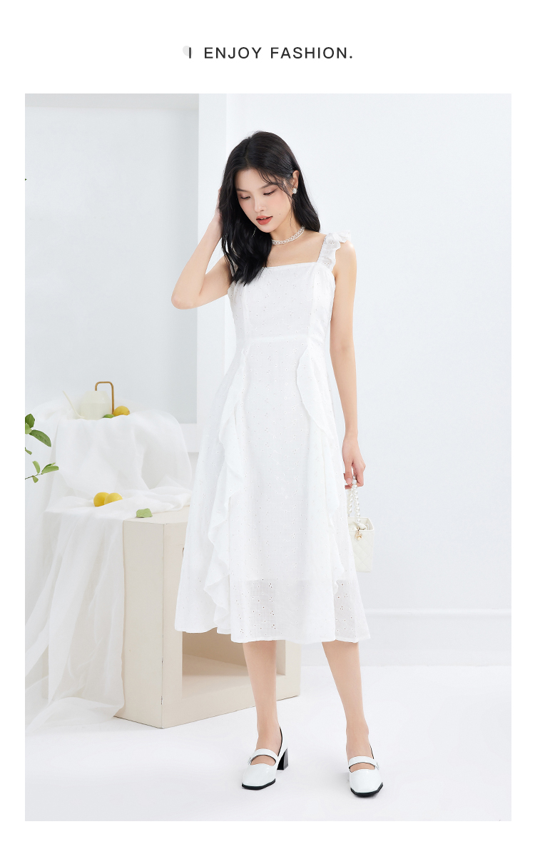 ief/爱依服吊带连衣裙夏季2022年新款法式纯欲仙女风荷叶边长裙潮3329