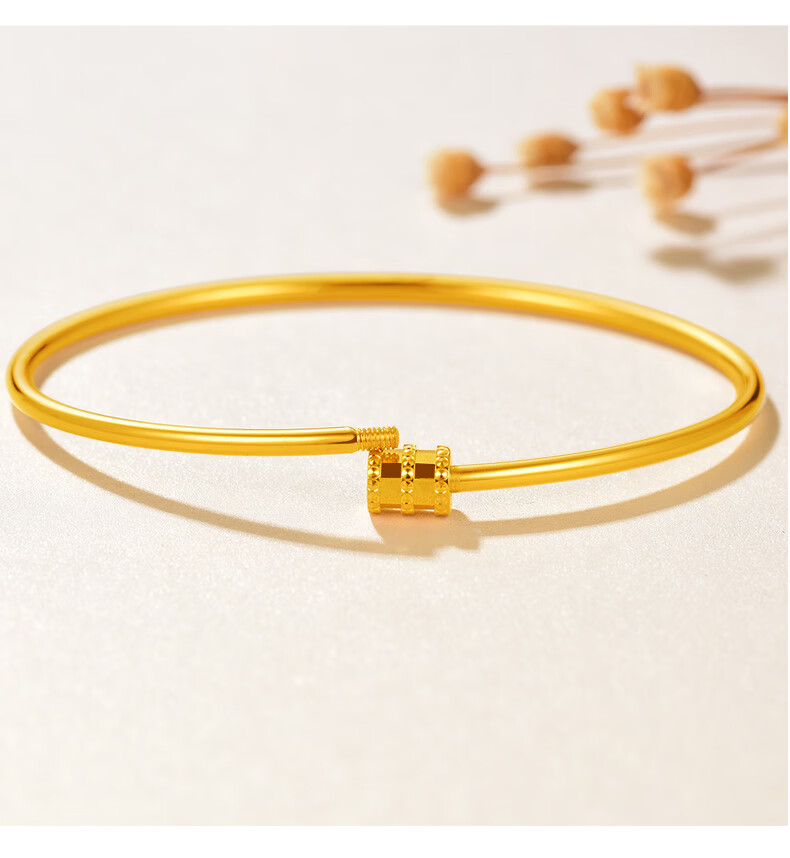 威士忌 黄金小蛮腰手镯素圈999金手镯足金3d硬金光面开口女送女友礼物