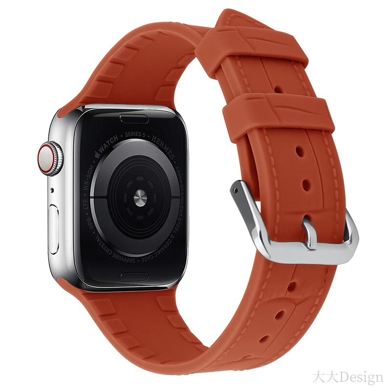 纹i液硅运动透气applewatch6se543代夏天防水iwatch7红色123代38mm