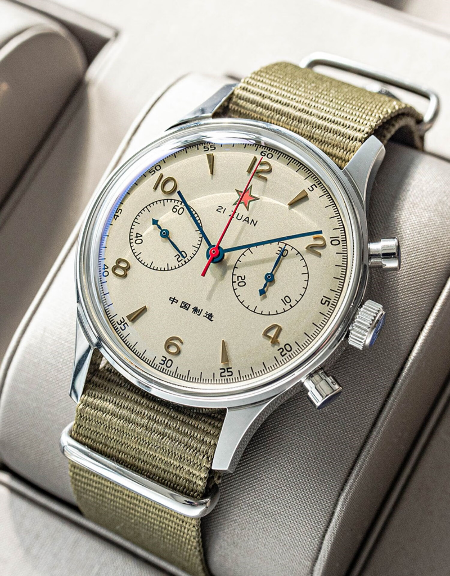 海鸥(seagull)同款飞行员码表海鸥st19机芯机械男手表蓝宝石大表盘