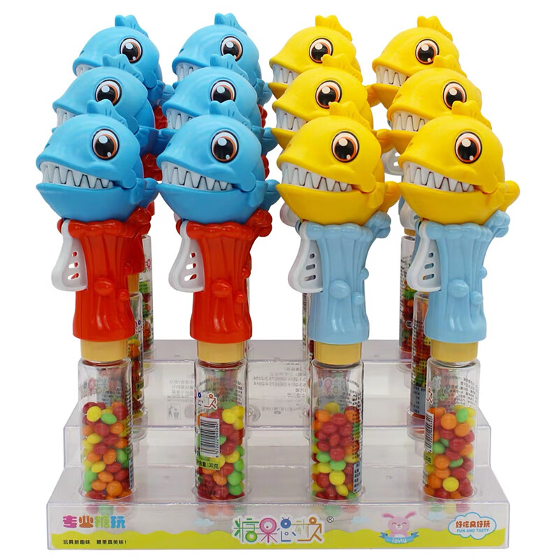 咬口食人鱼玩具糖果零食儿童创意玩具小朋友节日礼物 30克*单支(蓝色