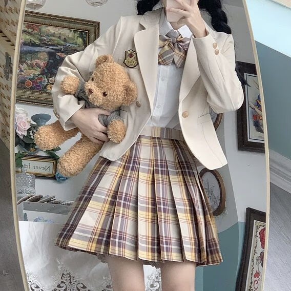 拉夏贝尔 基础款西服森林来信格裙jk制服西装套装女学生学院风班服
