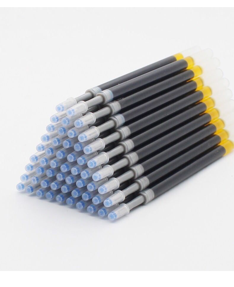 精选品质按动中性笔笔芯05mm头笔芯按压式笔芯按动黑笔芯办公用红蓝