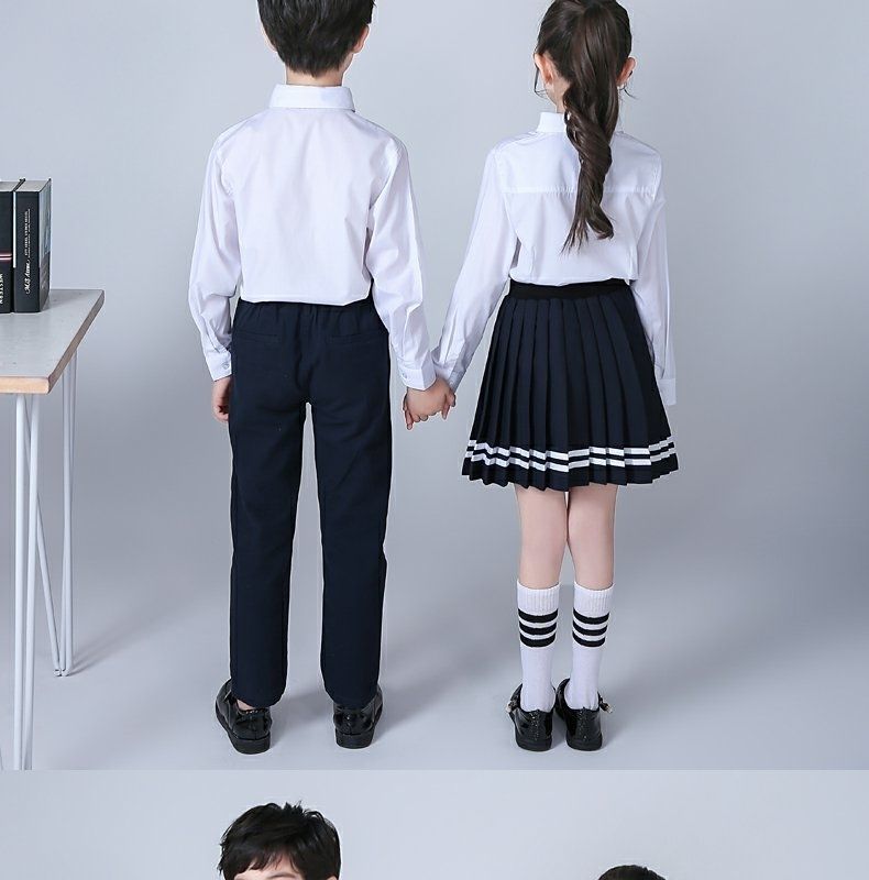 男女幼儿园校服朗诵表演服中小学生大合唱服装藏蓝色短袖套装男110