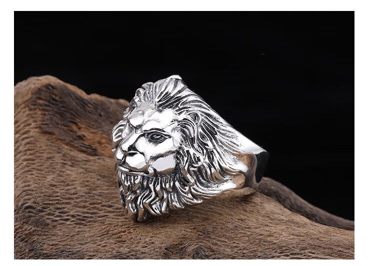 狮头戒指 精雕威严雄狮戒指做旧狮子王狮头霸气戒子活口可 戒指 开口