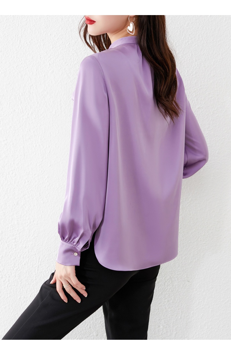 香港潮牌jaxaj衬衣春款新款时尚感紫色衬衫女长袖洋气小衫初秋韩版