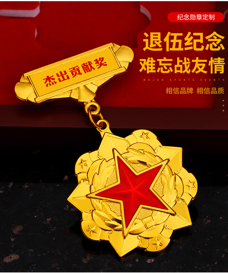 退役军人纪念章光荣退伍老兵挂件退休人员胸章挂饰荣誉小徽章定制sn