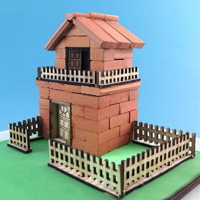 盖房子的玩具陶土小洋楼房儿童diy迷你仿真建筑模型房屋砖瓦手工搭建