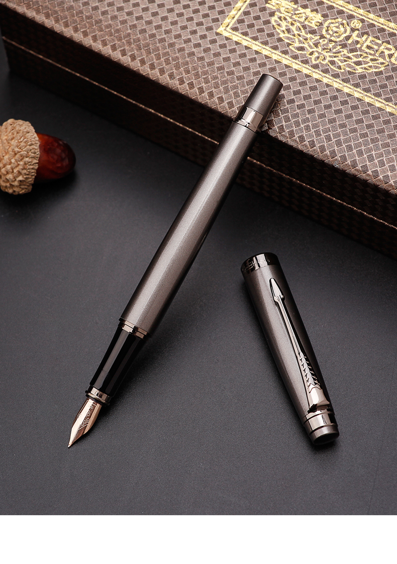 hero英雄钢笔h706明尖10k金笔商务办公书写用男女学生练字用礼品墨水