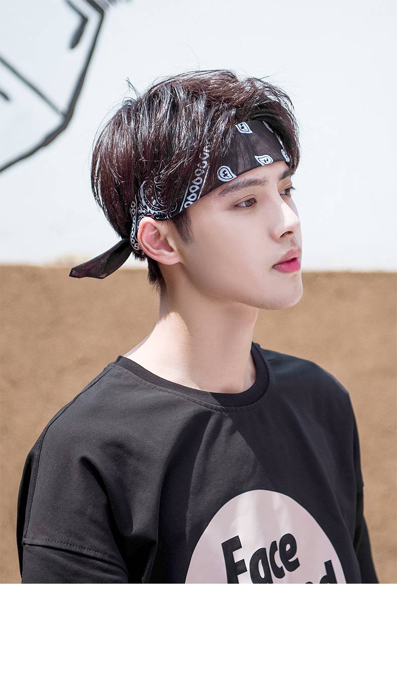 额头带男 头巾男生嘻哈发带篮球运动护额吸汗头带抹额头饰潮夏季洗脸